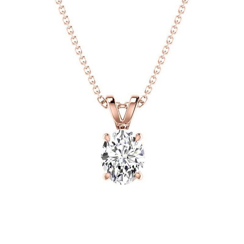 0.50 - 3.00 CT Oval Cut Lab Grown Diamonds - Solitaire Pendant - Primestyle.com