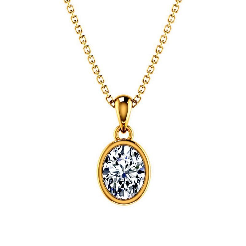 0.50-3.00 CT Oval Cut Lab Grown Diamonds - Solitaire Pendant - Primestyle.com