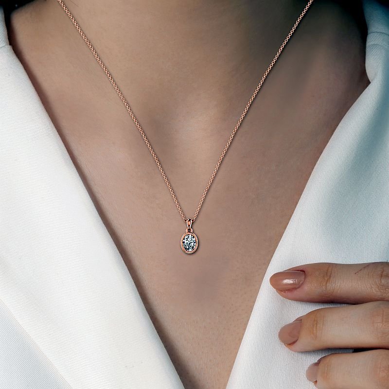 0.50 - 3.00 CT Oval Cut Lab Grown Diamonds - Solitaire Pendant - Primestyle.com