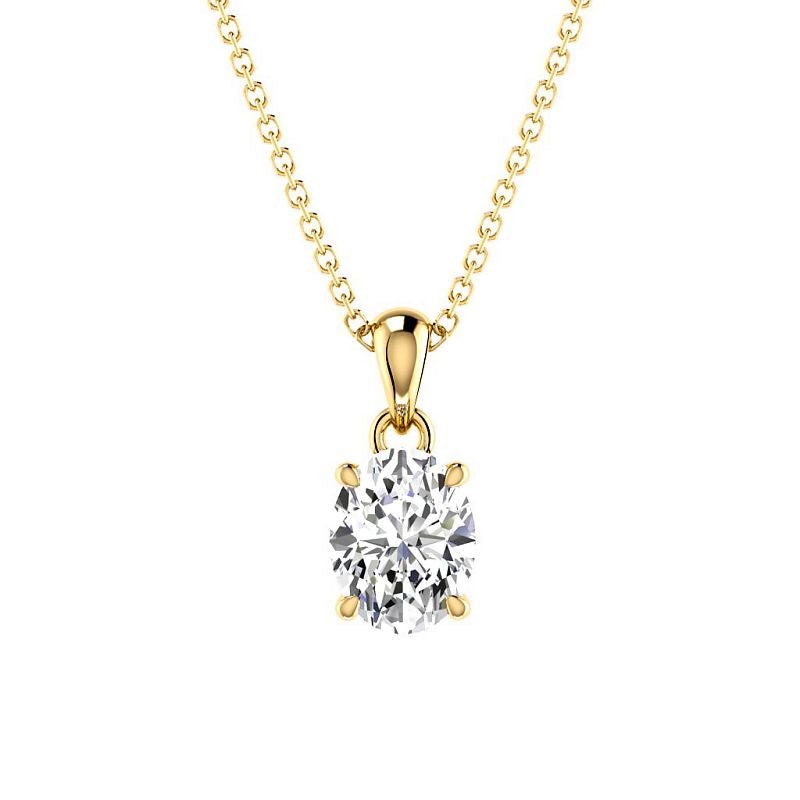 0.50-3.00 CT Oval Cut Lab Grown Diamonds - Solitaire Pendant - Primestyle.com