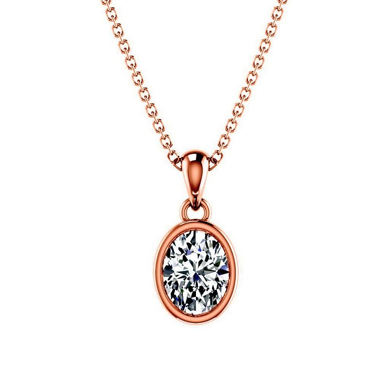 0.50-3.00 CT Oval Cut Lab Grown Diamonds - Solitaire Pendant - Primestyle.com