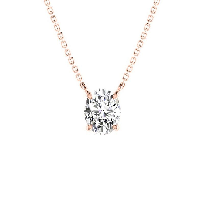 0.50-3.00 CT Oval Cut Lab Grown Diamonds - Solitaire Pendant - Primestyle.com