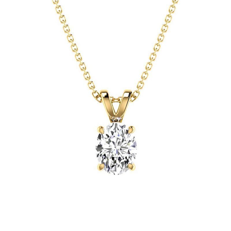 0.50 - 3.00 CT Oval Cut Lab Grown Diamonds - Solitaire Pendant - Primestyle.com