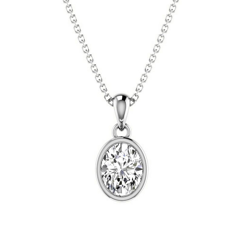 0.50-3.00 CT Oval Cut Lab Grown Diamonds - Solitaire Pendant - Primestyle.com