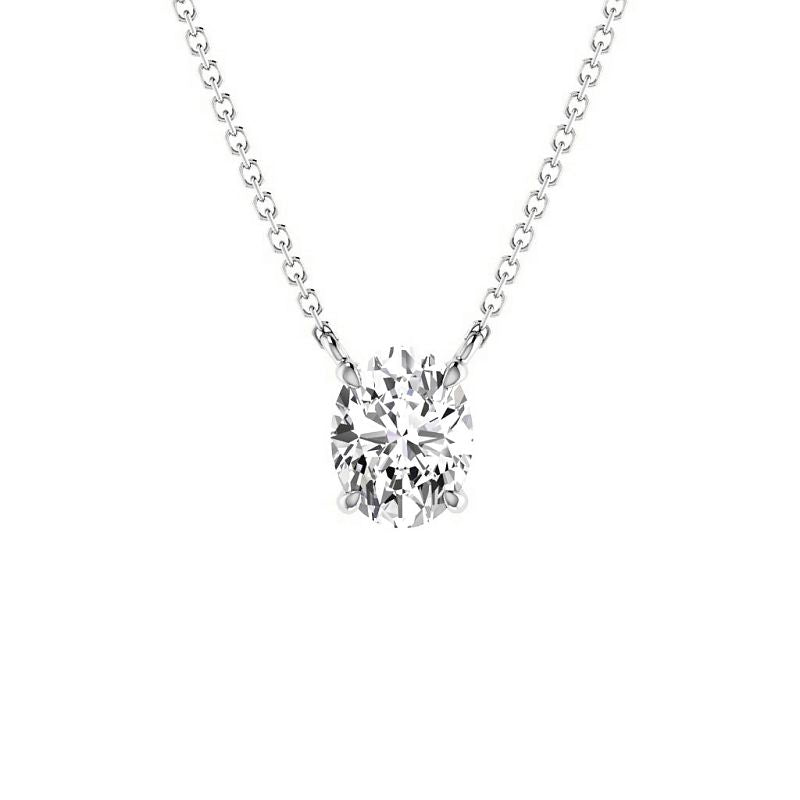 0.50-3.00 CT Oval Cut Lab Grown Diamonds - Solitaire Pendant - Primestyle.com