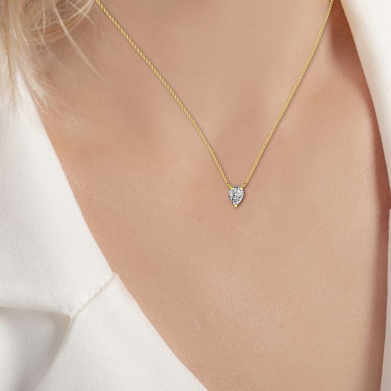 0.50-3.00 CT Pear Cut Lab Grown Diamonds - Solitaire Pendant - Primestyle.com