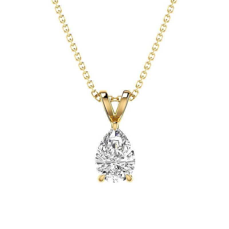 0.50 - 3.00 CT Pear Cut Lab Grown Diamonds - Solitaire Pendant - Primestyle.com