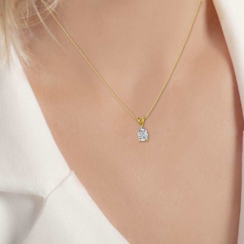0.50-3.00 CT Pear Cut Lab Grown Diamonds - Solitaire Pendant - Primestyle.com