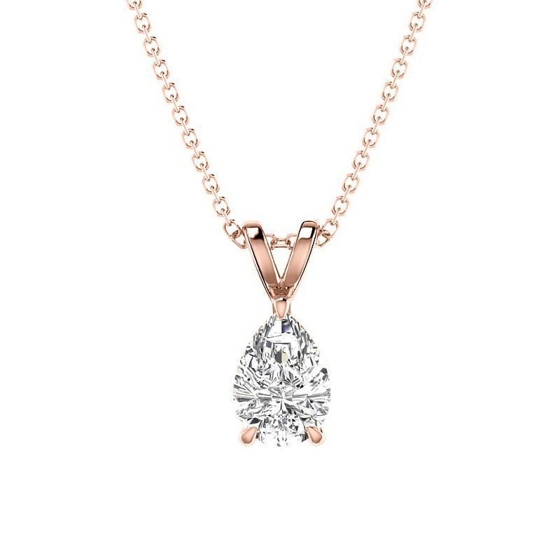 0.50 - 3.00 CT Pear Cut Lab Grown Diamonds - Solitaire Pendant - Primestyle.com