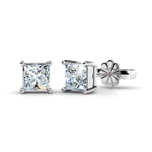 0.50-3.00 CT Princess Cut Diamonds - Stud Earrings