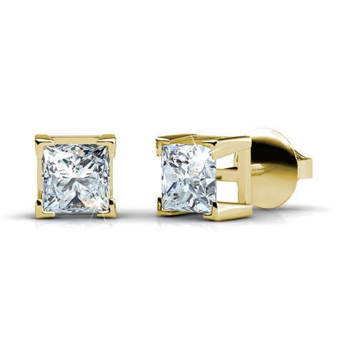 0.50-3.00 CT Princess Cut Diamonds - Stud Earrings - Primestyle.com