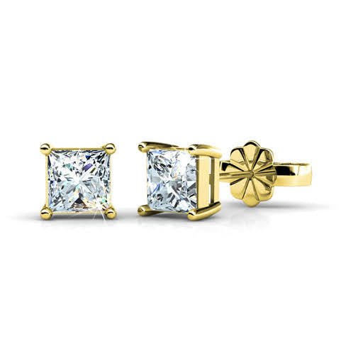 0.50-3.00 CT Princess Cut Diamonds - Stud Earrings - Primestyle.com