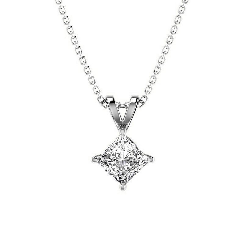 0.50-6.00 CT Princess Cut Diamonds - Solitaire Pendant