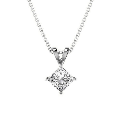 0.50-3.00 CT Princess Cut Lab Grown Diamonds - Solitaire Pendant - Primestyle.com