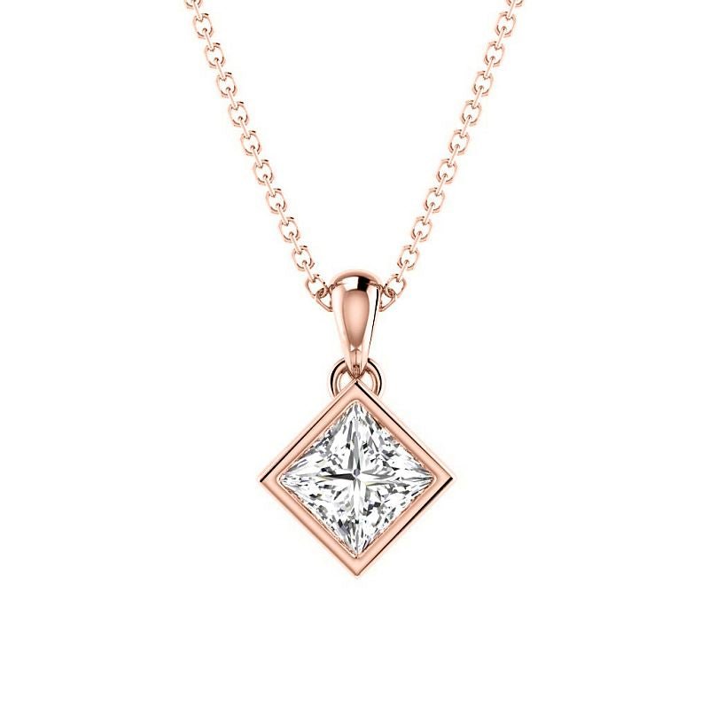 0.50-3.00 CT Princess Cut Lab Grown Diamonds - Solitaire Pendant - Primestyle.com