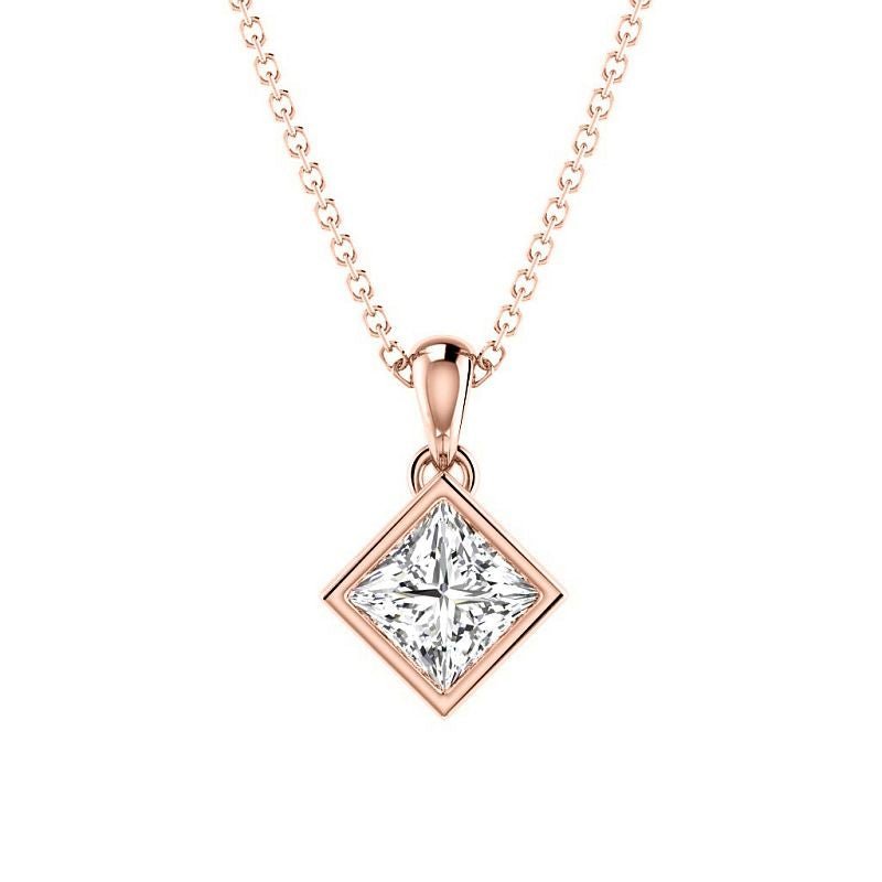 0.50 - 3.00 CT Princess Cut Lab Grown Diamonds - Solitaire Pendant - Primestyle.com