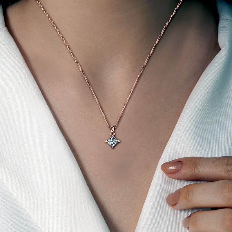 0.50-6.00 CT Princess Cut Diamonds - Solitaire Pendant