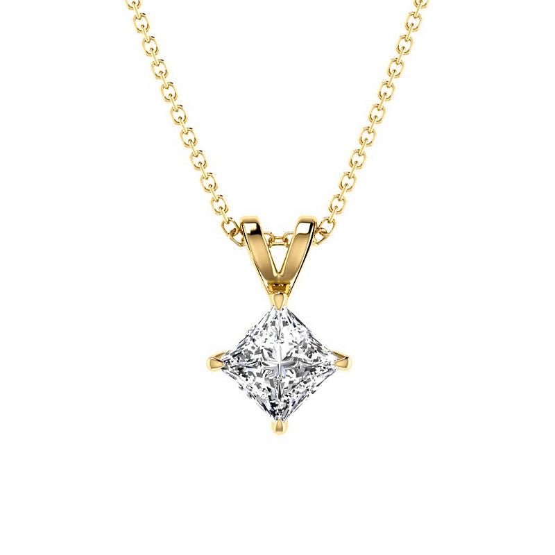 0.50-3.00 CT Princess Cut Lab Grown Diamonds - Solitaire Pendant - Primestyle.com