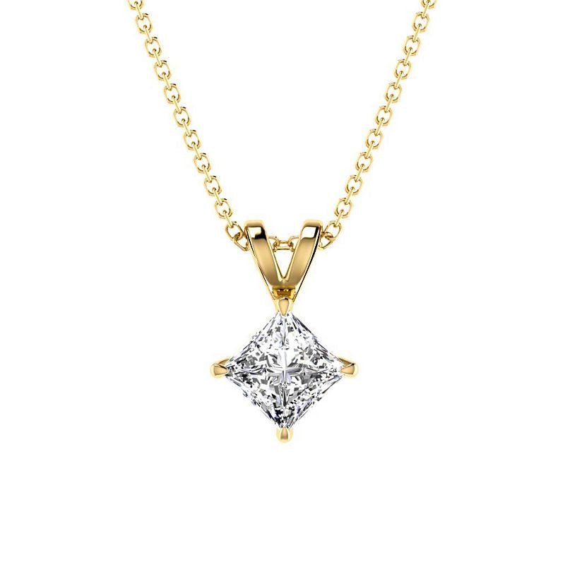 0.50-6.00 CT Princess Cut Diamonds - Solitaire Pendant