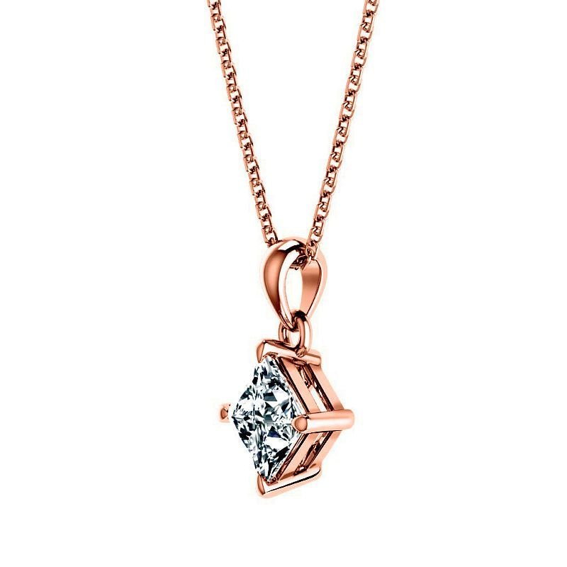 0.50 - 3.00 CT Princess Cut Lab Grown Diamonds - Solitaire Pendant - Primestyle.com