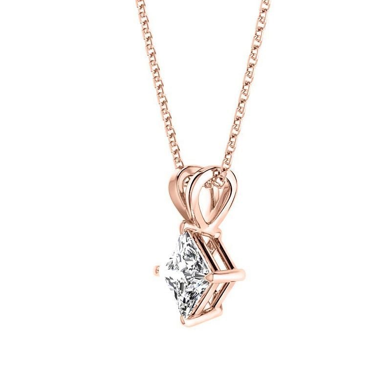 0.50 - 3.00 CT Princess Cut Lab Grown Diamonds - Solitaire Pendant - Primestyle.com