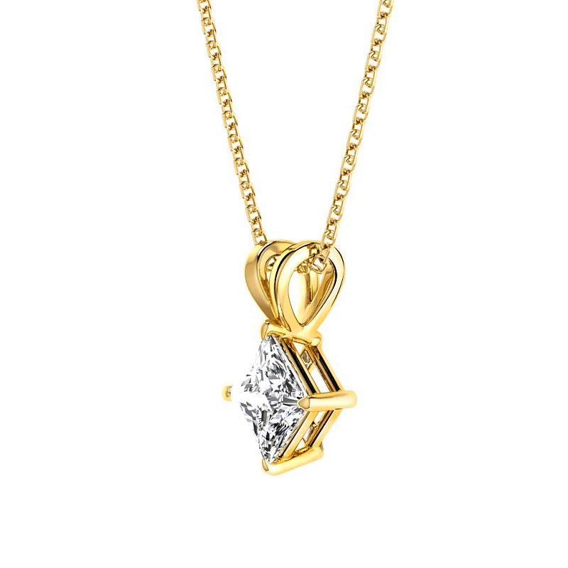 0.50-3.00 CT Princess Cut Lab Grown Diamonds - Solitaire Pendant - Primestyle.com