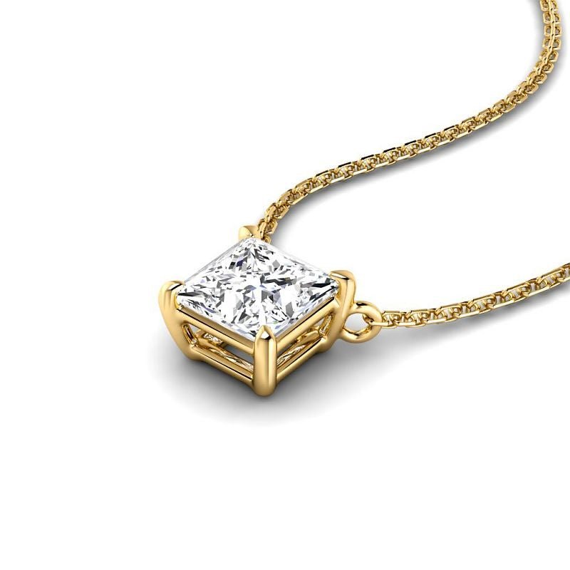 0.50-6.00 CT Princess Cut Diamonds - Solitaire Pendant