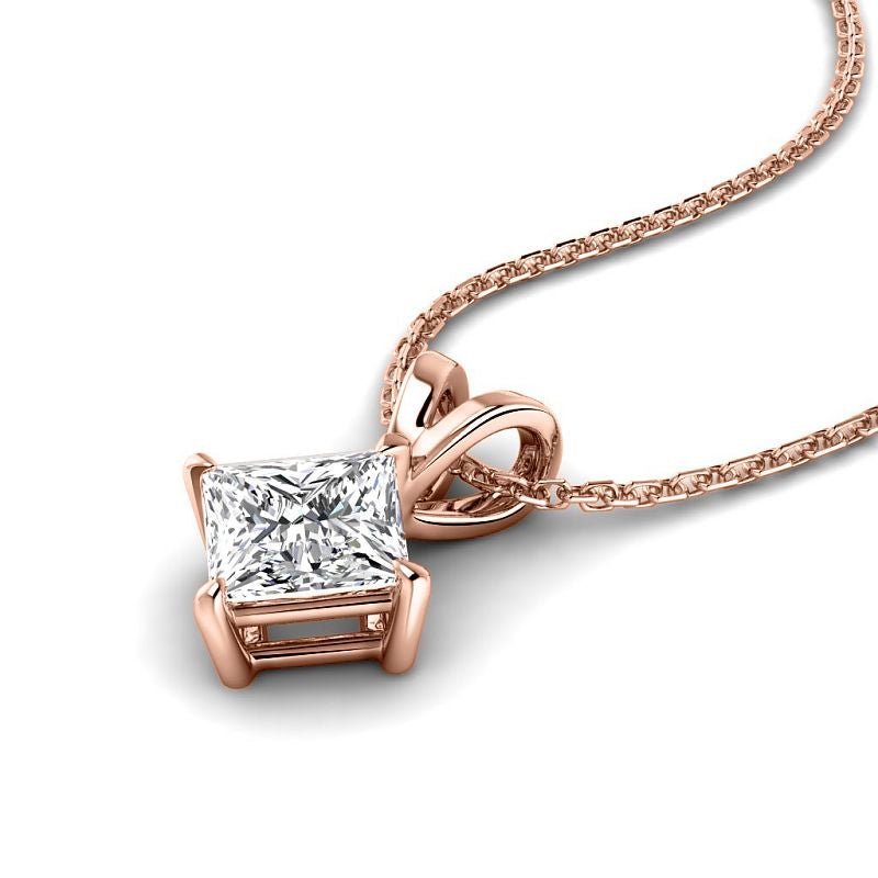 0.50-6.00 CT Princess Cut Diamonds - Solitaire Pendant