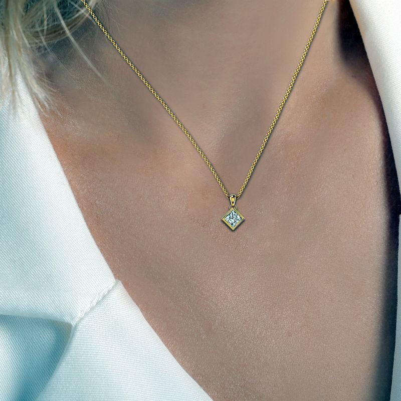 0.50 - 3.00 CT Princess Cut Lab Grown Diamonds - Solitaire Pendant - Primestyle.com