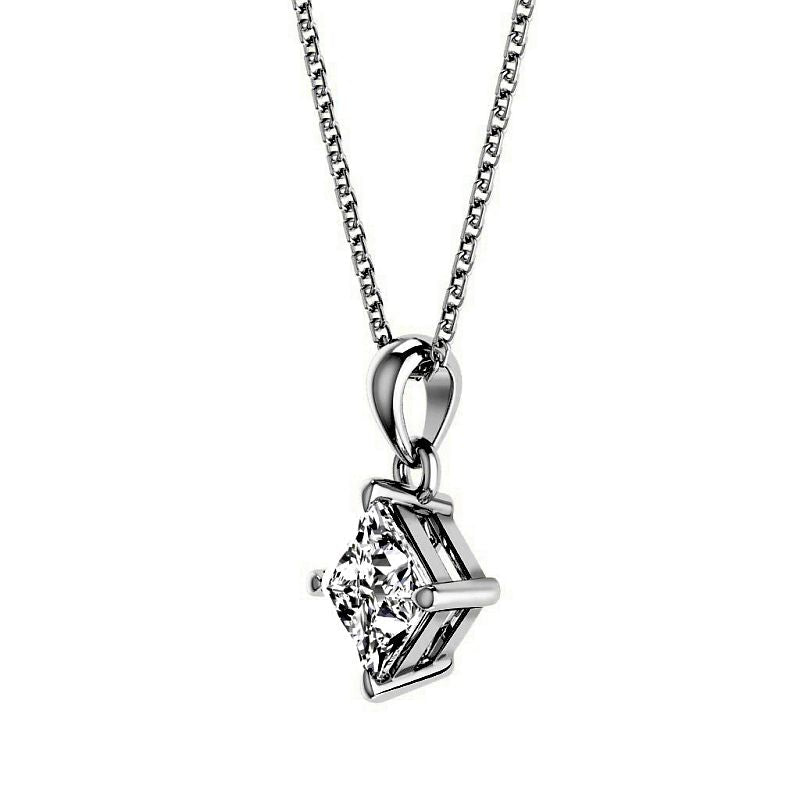 0.50-3.00 CT Princess Cut Lab Grown Diamonds - Solitaire Pendant - Primestyle.com
