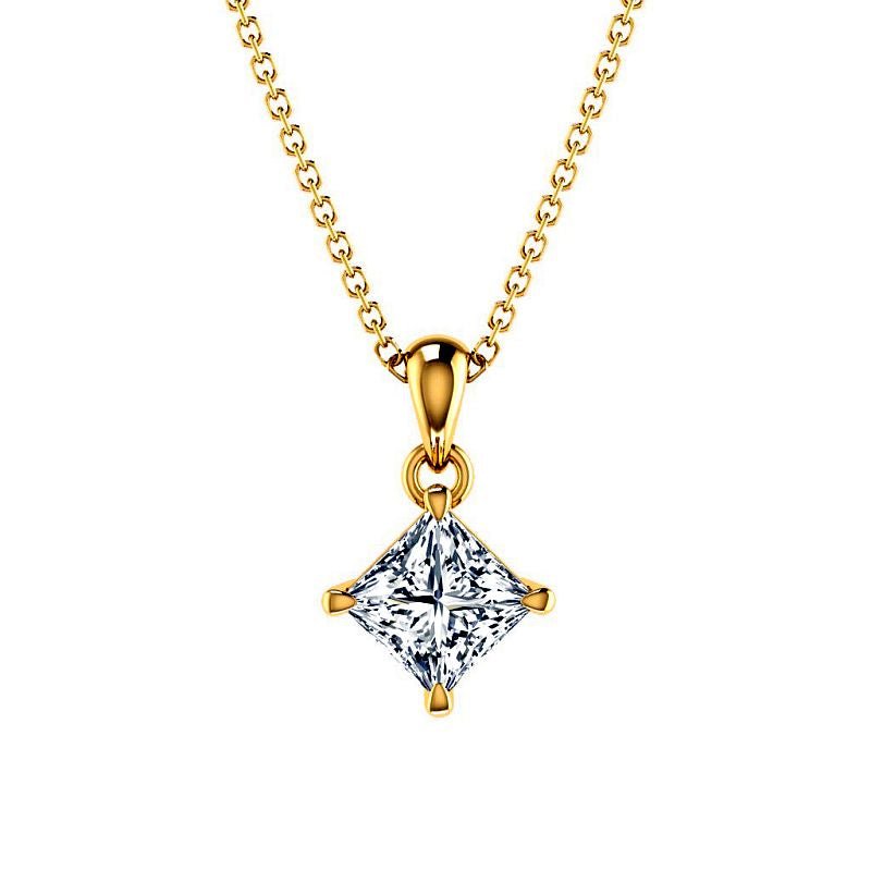 0.50-3.00 CT Princess Cut Lab Grown Diamonds - Solitaire Pendant - Primestyle.com