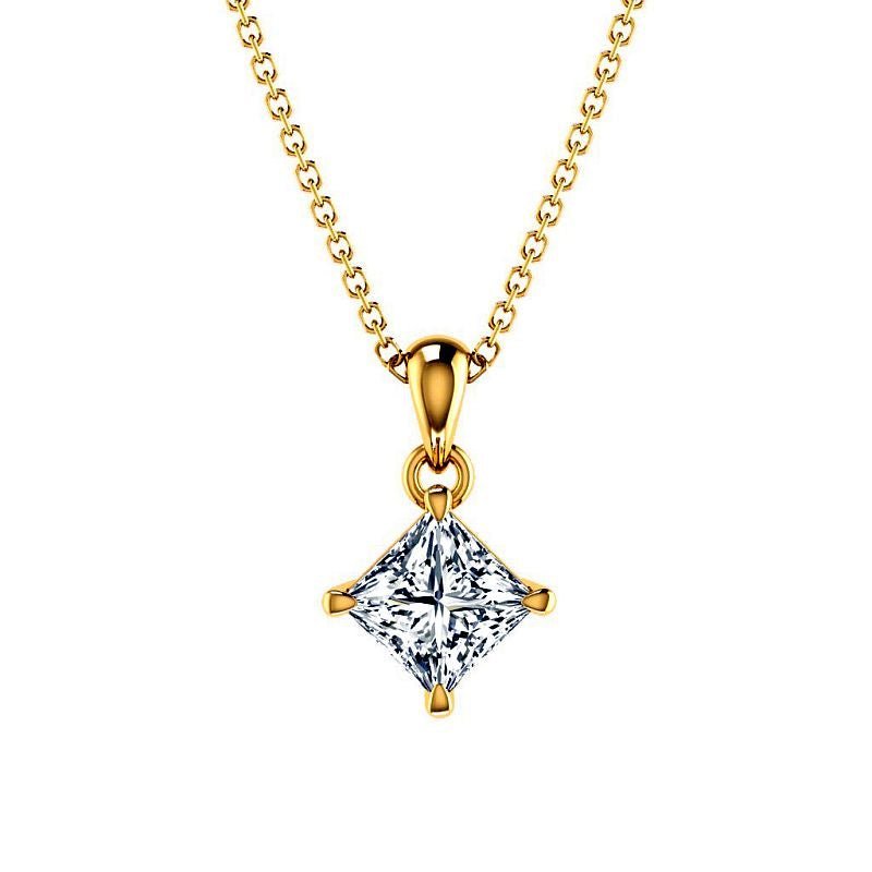 0.50 - 3.00 CT Princess Cut Lab Grown Diamonds - Solitaire Pendant - Primestyle.com