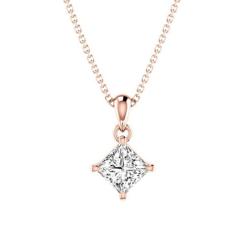 0.50-3.00 CT Princess Cut Lab Grown Diamonds - Solitaire Pendant - Primestyle.com