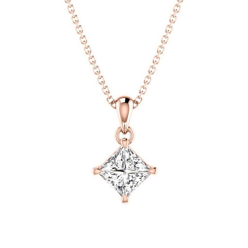 0.50 - 3.00 CT Princess Cut Lab Grown Diamonds - Solitaire Pendant - Primestyle.com