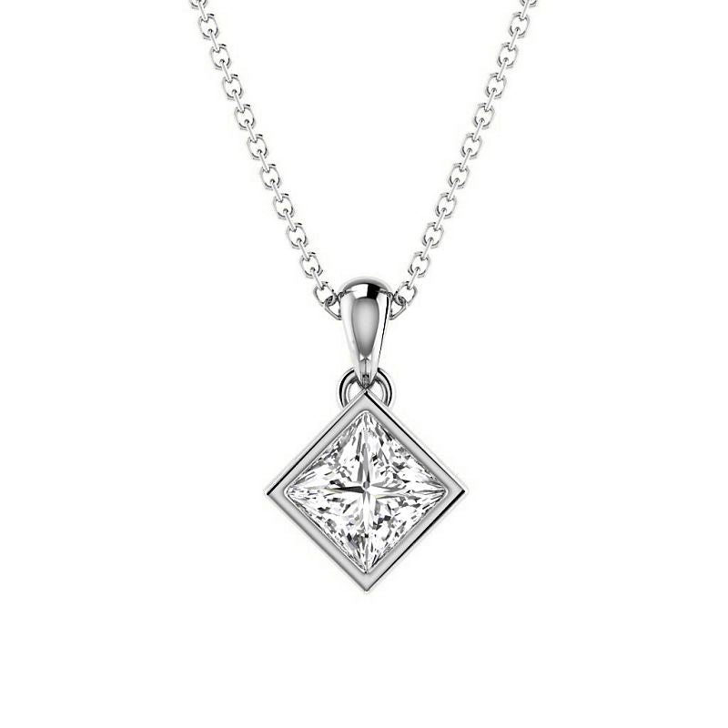 0.50-6.00 CT Princess Cut Diamonds - Solitaire Pendant