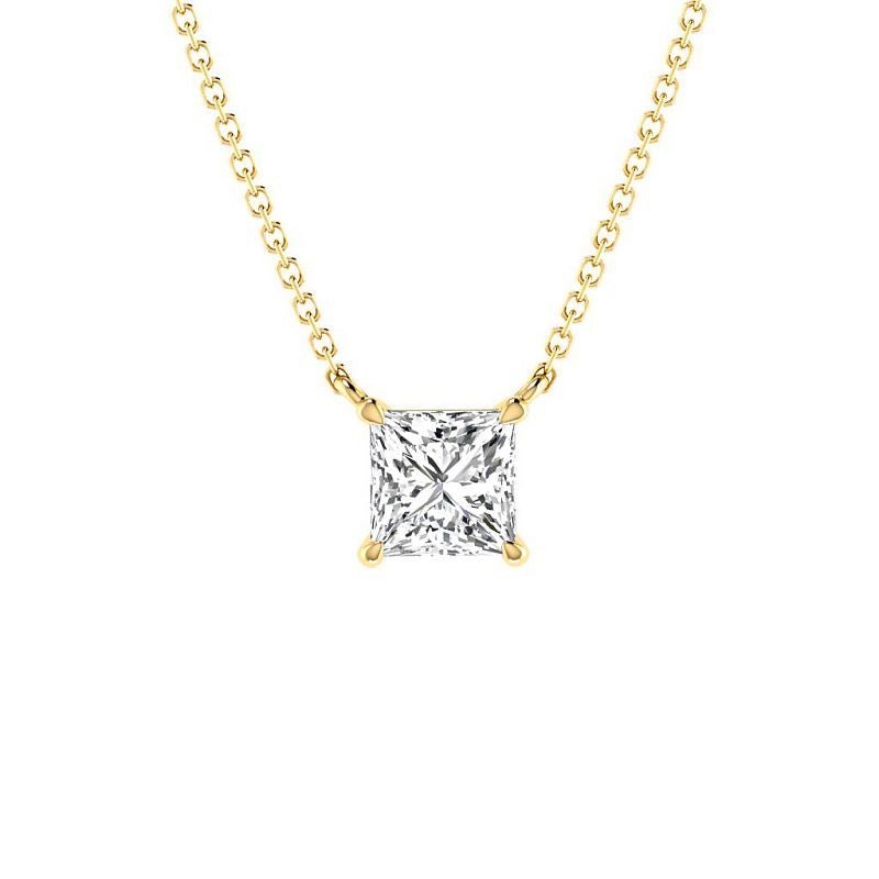 0.50 - 3.00 CT Princess Cut Lab Grown Diamonds - Solitaire Pendant - Primestyle.com