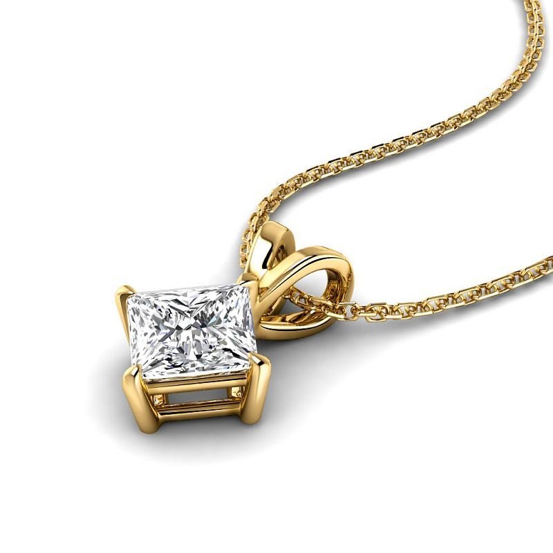 0.50 - 3.00 CT Princess Cut Lab Grown Diamonds - Solitaire Pendant - Primestyle.com