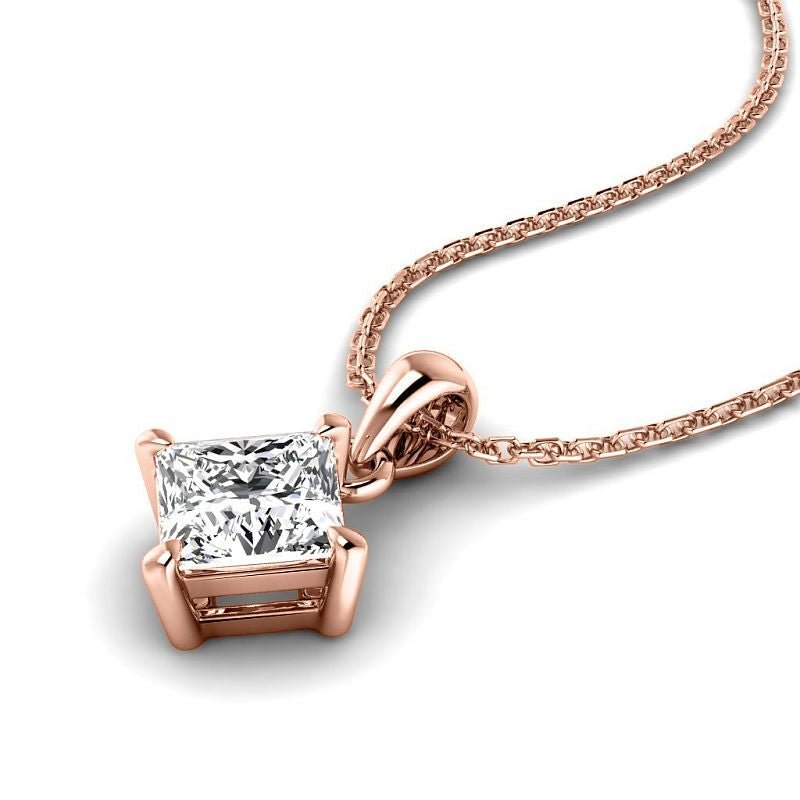 0.50 - 3.00 CT Princess Cut Lab Grown Diamonds - Solitaire Pendant - Primestyle.com