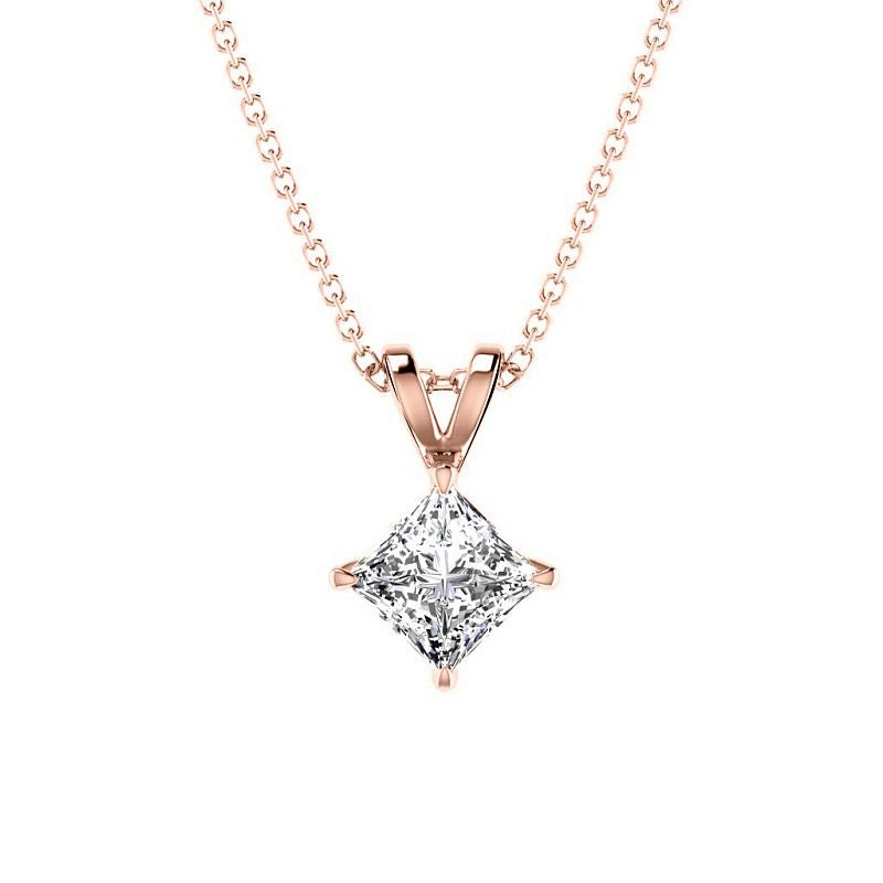 0.50-3.00 CT Princess Cut Lab Grown Diamonds - Solitaire Pendant - Primestyle.com
