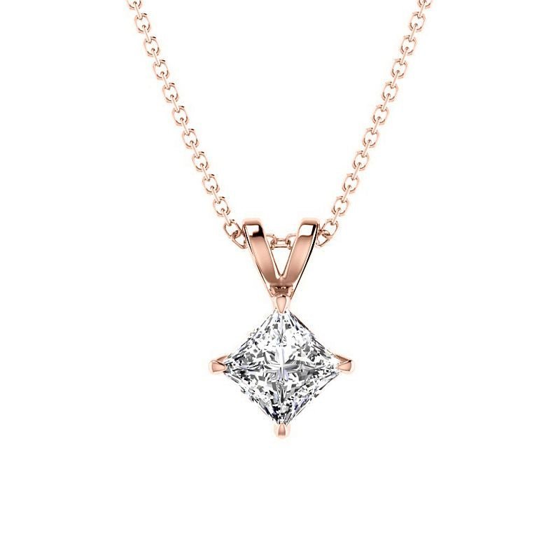 0.50 - 3.00 CT Princess Cut Lab Grown Diamonds - Solitaire Pendant - Primestyle.com