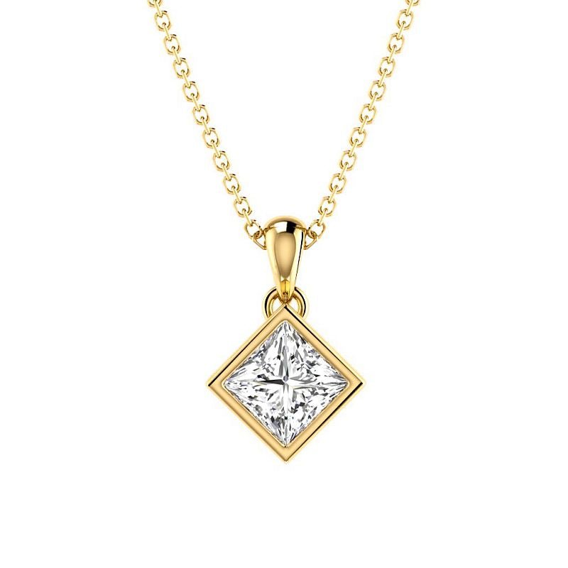 0.50-3.00 CT Princess Cut Lab Grown Diamonds - Solitaire Pendant - Primestyle.com