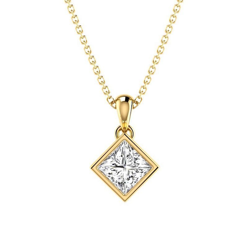 0.50-6.00 CT Princess Cut Diamonds - Solitaire Pendant
