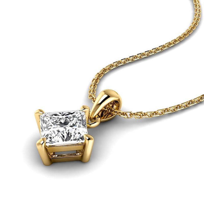 0.50-3.00 CT Princess Cut Lab Grown Diamonds - Solitaire Pendant - Primestyle.com