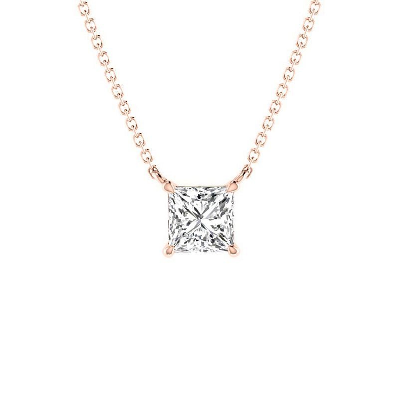 0.50-6.00 CT Princess Cut Diamonds - Solitaire Pendant