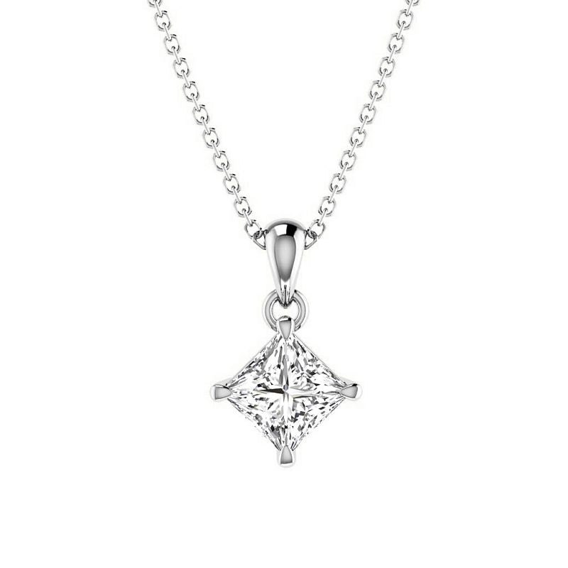 0.50-3.00 CT Princess Cut Lab Grown Diamonds - Solitaire Pendant - Primestyle.com