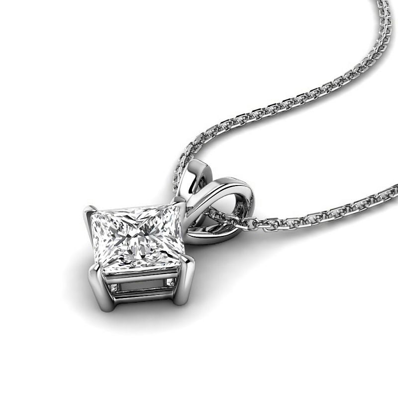 0.50-6.00 CT Princess Cut Diamonds - Solitaire Pendant