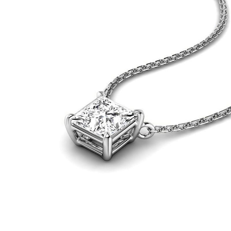 0.50-3.00 CT Princess Cut Lab Grown Diamonds - Solitaire Pendant - Primestyle.com