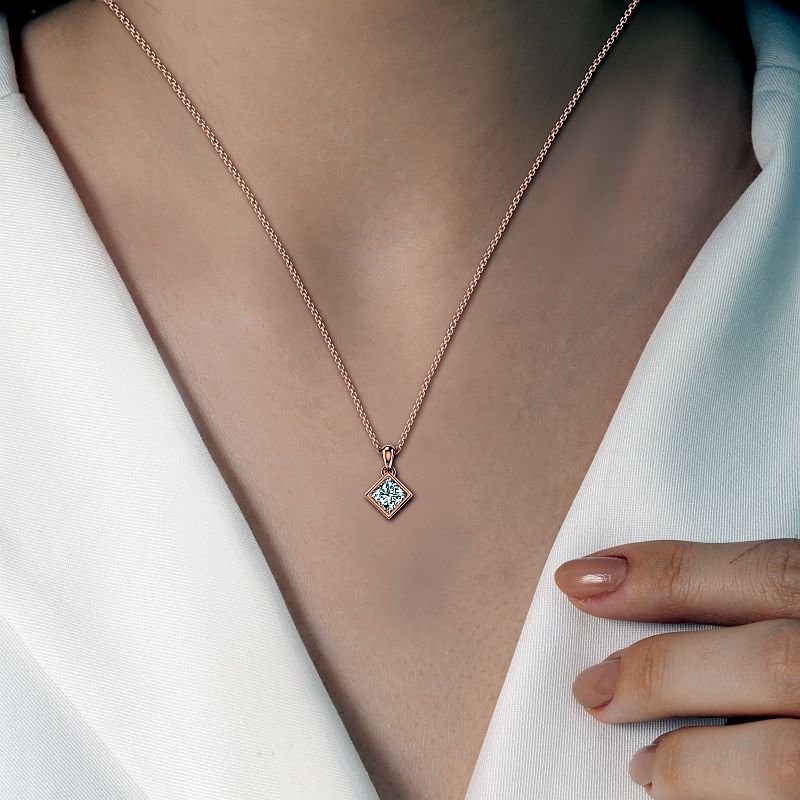 0.50 - 3.00 CT Princess Cut Lab Grown Diamonds - Solitaire Pendant - Primestyle.com