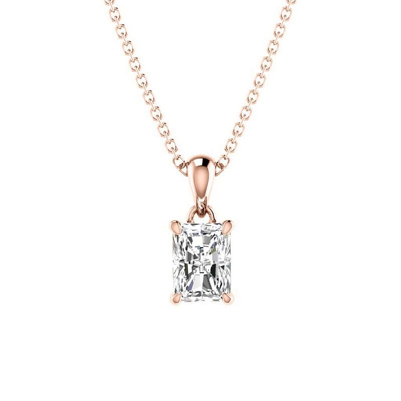 0.50-6.00 CT Radiant Cut Diamonds - Solitaire Pendant