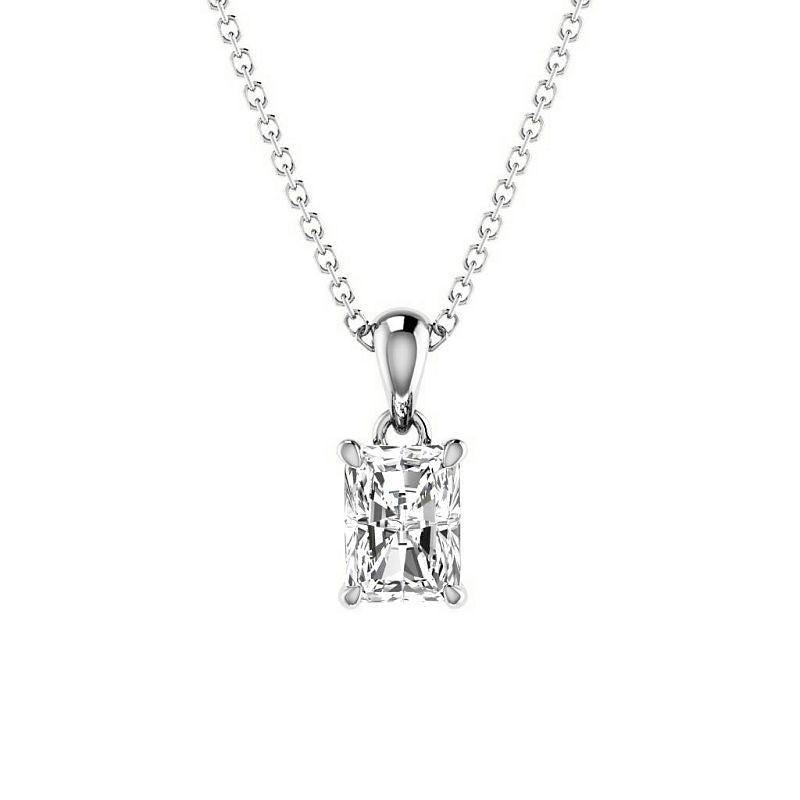 0.50-3.00 CT Radiant Cut Lab Grown Diamonds - Solitaire Pendant - Primestyle.com